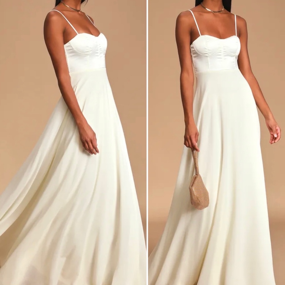 NWTs Lulu's Cream Maxi Dress